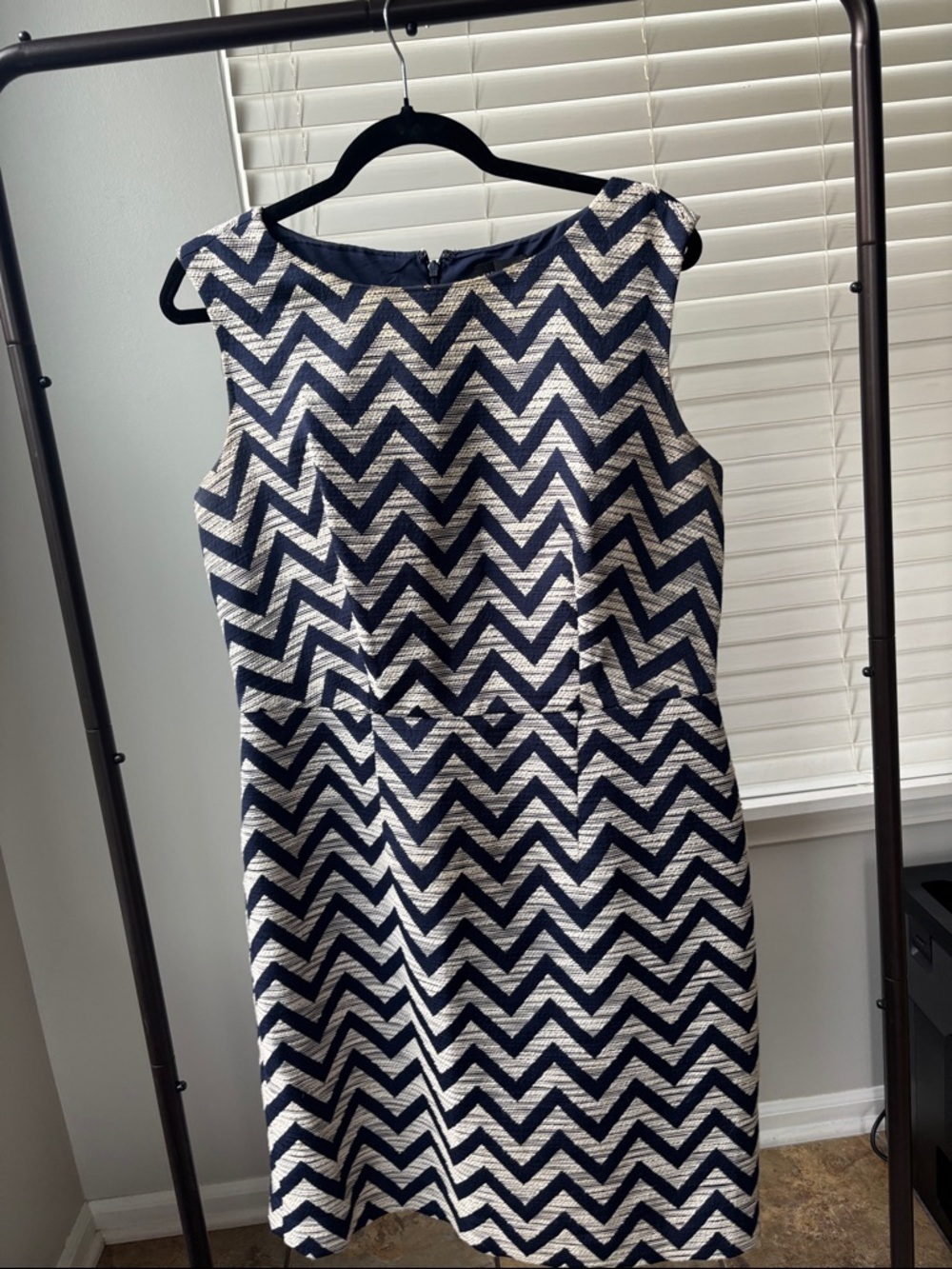 The Limited Navy and White Chevron Midi Dress